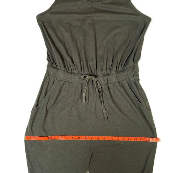 Caslon Sleeveless Slub Jumpsuit Size M Gray Green - Picture 11 of 16